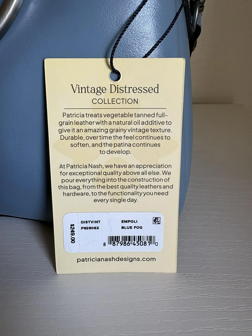 Patricia Nash Empoli Blue Leather Satchel / Crossbody With Metal Handles NWT